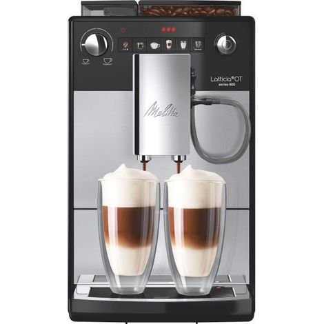 Cafetera monodosis automática Melitta Latticia OT F300-101 – Sistema Latte Perfection – Dos tazas simultáneas – Potencia 1450W – Color plata
