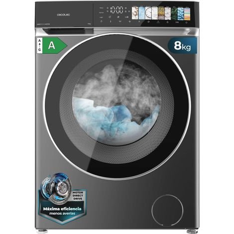 Cecotec Lavadora 8Kg Carga Frontal Bolero DressCode 8970 Direct Drive Steel. Motor Direct Drive, 1400RPM, 11 Programas