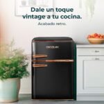 Cecotec – Frigorífico retro 2 puertas 86L – 89,3cm alto x 48,7cm ancho – Luz LED y bandejas de cristal – Clase energética E – Image 2