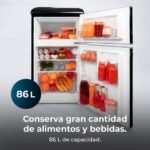 Cecotec – Frigorífico retro 2 puertas 86L – 89,3cm alto x 48,7cm ancho – Luz LED y bandejas de cristal – Clase energética E – Image 5