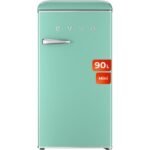 EVVO Frigorífico Mini F26 Retro Verde Aquamarina, 95 l, vintage, bajo consumo, silencioso