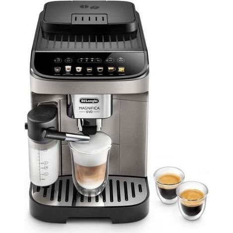 Delonghi – Cafetera expresso superautomática 15 bares – Molinillo integrado – Capacidad de 1,8 L – Potencia 1450 W – Color negro y titanio