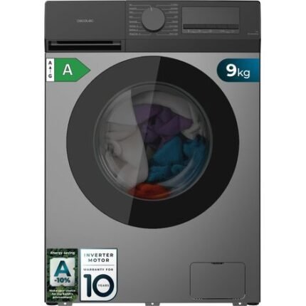 Cecotec Lavadora Carga Frontal 9Kg Bolero DressCode 9450 Inverter Steel, 1400 rpm, 16 programas, Clase A-10%