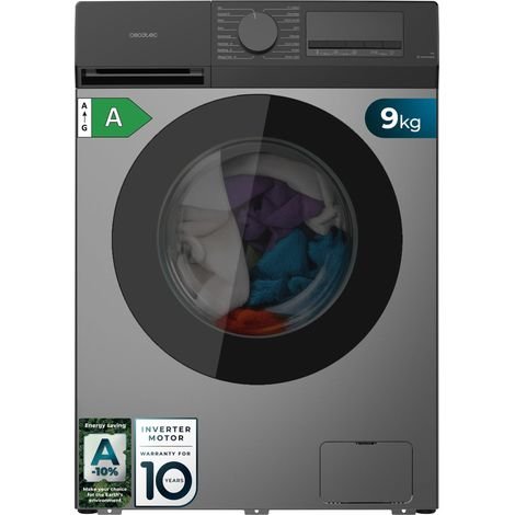 Cecotec Lavadora Carga Frontal 9Kg Bolero DressCode 9450 Inverter Steel, 1400 rpm, 16 programas, Clase A-10%