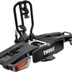 Portabicicletas Thule EasyFold XT F Fix4Bike con barra de remolque de 13 pines - 2 bicicletas (compatible con bicicletas eléctricas) negro plateado