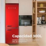 EVVO Frigorífico combi F55 Retro Rojo, refrigerador 216 litros, congelador 84 litros, diseño vintage, cajón Crisper Zone, Turbo fan, libre de gas CFC, silencioso – Image 5