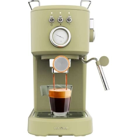 Cecotec – Cafetera espresso compacta 1100 W – 20 bares de presión – Espumador orientable – Sistema Thermoblock para calentamiento rápido
