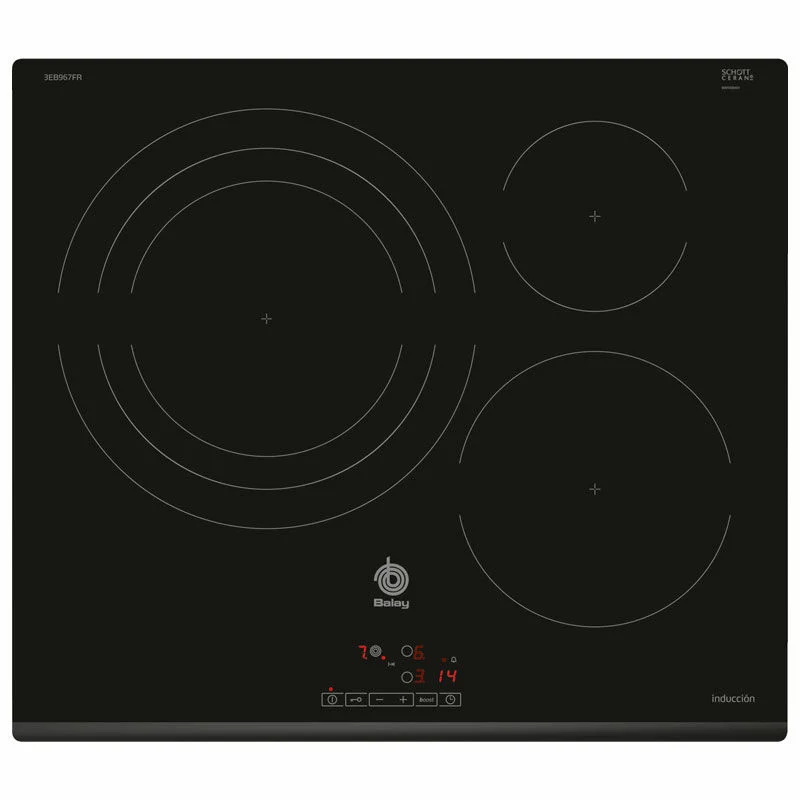 Placa de inducción Balay 3EB967FR – 60 cm, 3 zonas, biselada Placa de inducción Balay 3EB967FR – 60 cm, 3 zonas, biselada