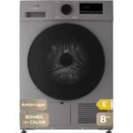 EVVO Secadora 8 kg bomba de calor S8, Clase energética E, Airfresh, Sensor de humedad, Antiarrugas, Inicio diferido, inox