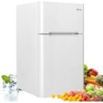 Costway – Frigorífico compacto 90 L con congelador separado – 2 puertas – Luz LED – Refrigeración rápida – Ahorro energético – Funcionamiento silencioso
