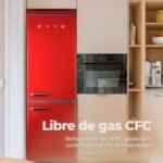 EVVO Frigorífico combi F55 Retro Rojo, refrigerador 216 litros, congelador 84 litros, diseño vintage, cajón Crisper Zone, Turbo fan, libre de gas CFC, silencioso – Image 2