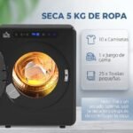 Homcom – Secadora de evacuación 5 kg 1000W – Función antiarrugas y esterilizar – Temporizador y pantalla LED táctil – Tambor de acero inoxidable negro – Image 2