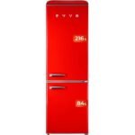 EVVO Frigorífico combi F55 Retro Rojo, refrigerador 216 litros, congelador 84 litros, diseño vintage, cajón Crisper Zone, Turbo fan, libre de gas CFC, silencioso