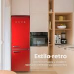 EVVO Frigorífico combi F55 Retro Rojo, refrigerador 216 litros, congelador 84 litros, diseño vintage, cajón Crisper Zone, Turbo fan, libre de gas CFC, silencioso – Image 4