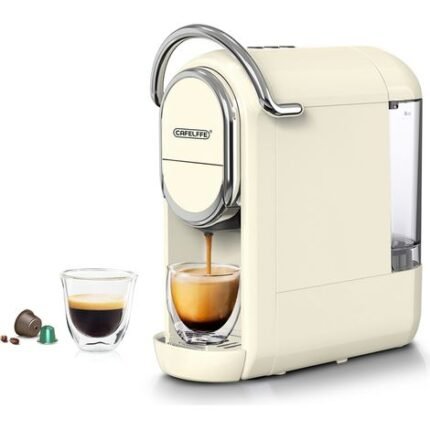 Cafetera de cápsulas MK-609 3 en 1: preparación de café caliente y frío a 92 ℃ y 19 bares, doble servicio, depósito de agua de 600 ml y bandeja de goteo extraíble, compatible con cápsulas DG/NES y caf