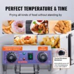 Mophorn Freidora Electrica Comercial 2Tanques 12L 6000W Freidora de Aceite de Acero Inoxidable con 2Cestas para Freír Temperatura y Tiempo Ajustables 50-200°C para Aros de Cebolla Pollo Patatas Fritas – Image 2
